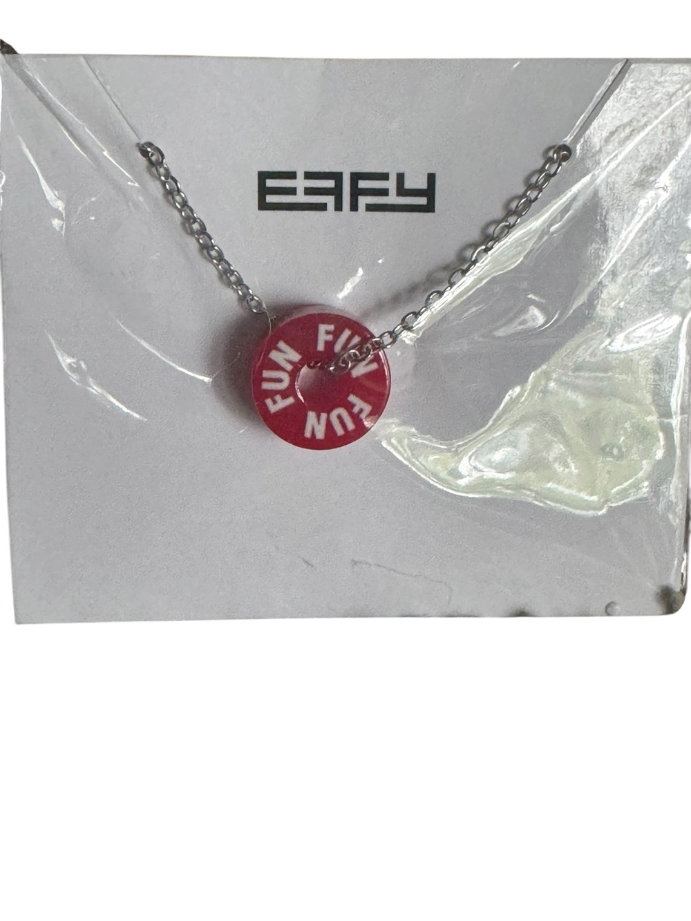 Effy Red 'FUN' Circle Pendant Necklace on Silver Chain NEW